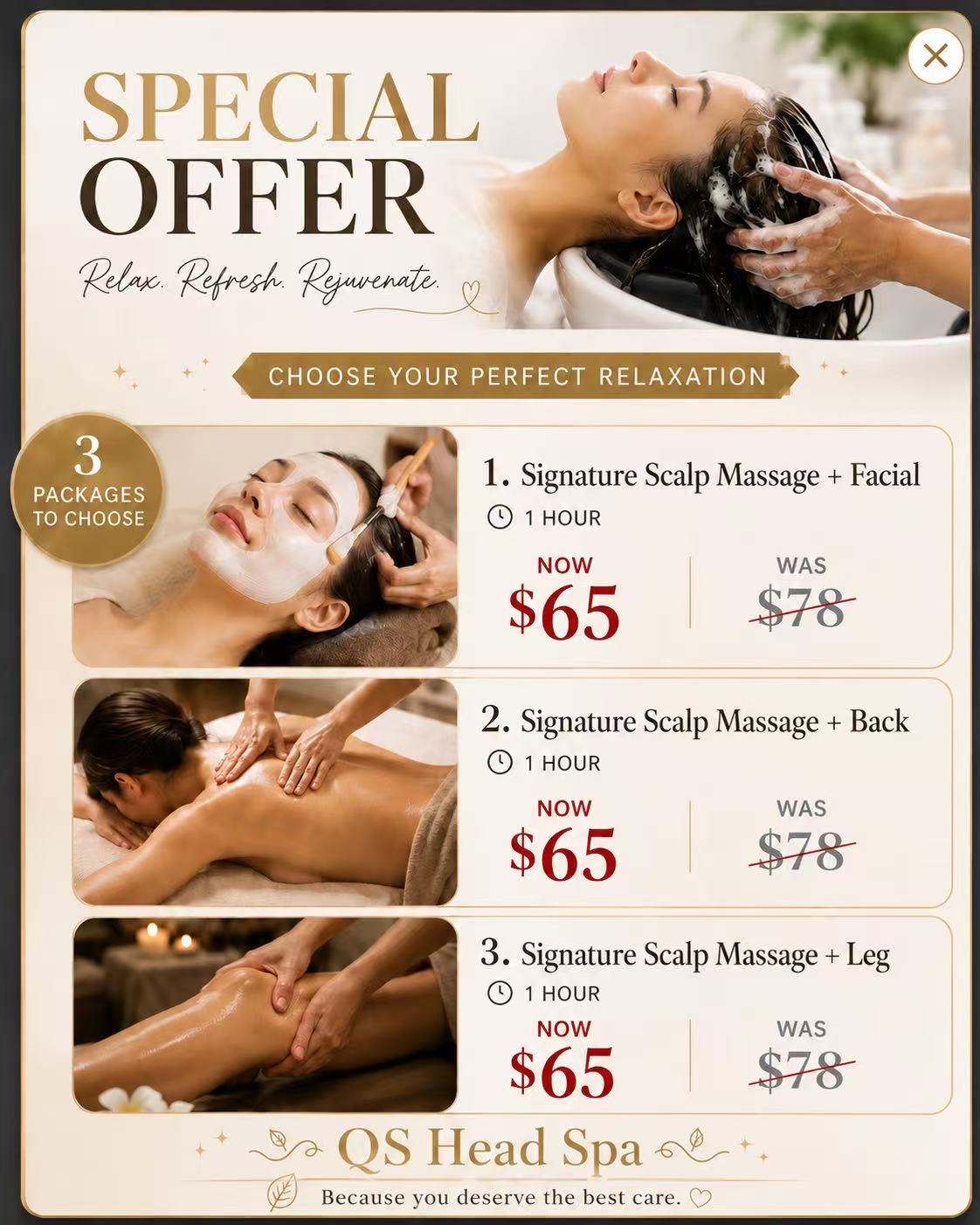 QS Head Spa current promotion